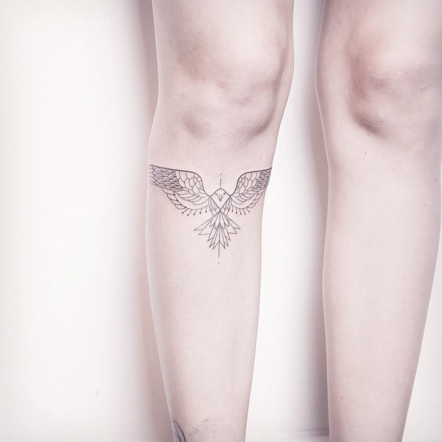 geometric bird tattoo by melina wendlandt