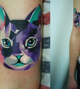 Geometric cat arm tattoo