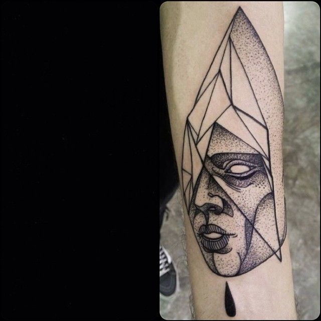 Geometric face tattoo by Michele Zingales