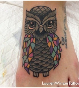 Geometric owl tattoo by lauren winzer