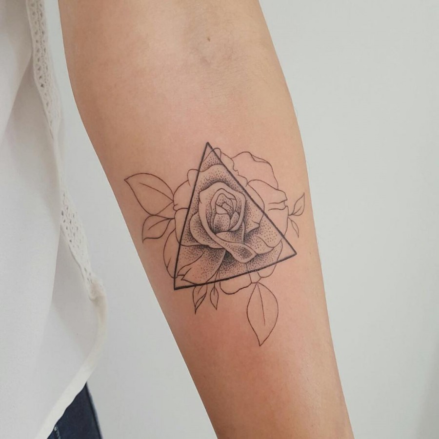 geometric rose tattoo by modificart_