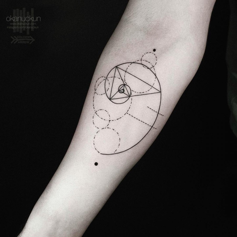 geometric shell tattoo by okanuckun