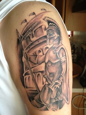 Gladiator with spear tattoo