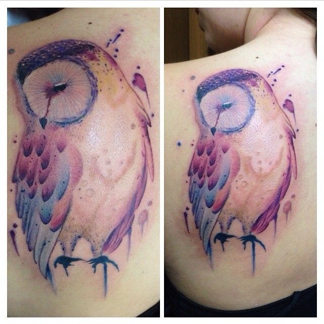 Gorgeous owl watercolor tattoo