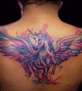 Gorgeous purple unicorn tattoo
