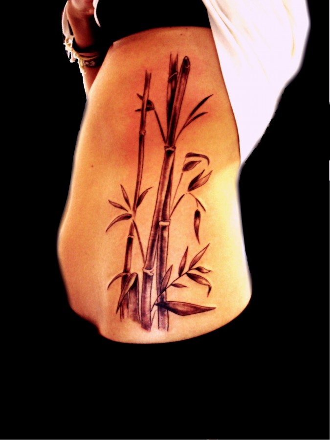 Great bamboo side tattoo