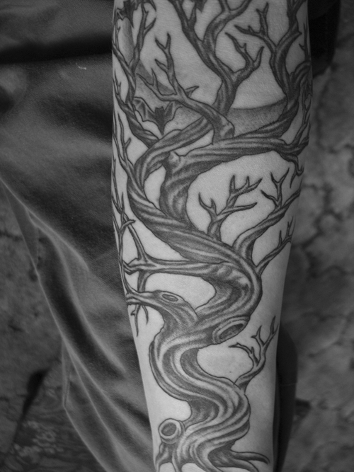 Great dead tree arm tattoo