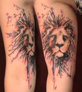 Great lion leg tattoo