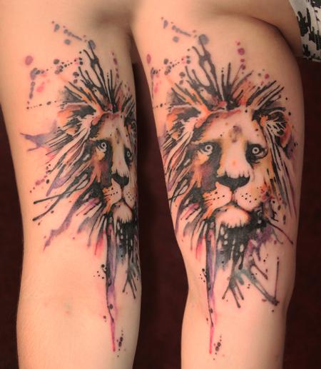 Great lion leg tattoo