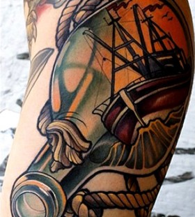 Great ships and bottle tattoo