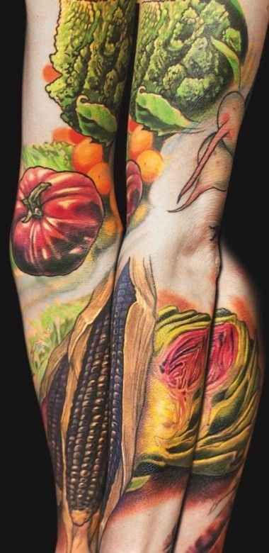 Greet and red tomatoes food tattoo