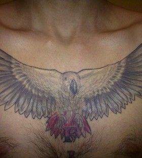 Grey parrot chest tattoo