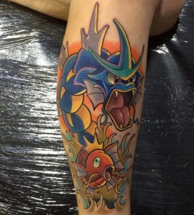 Gyarados and Magikarp Pokemon tattoo