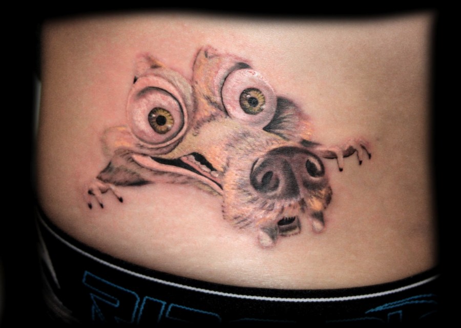 Head of Scrat tattoo