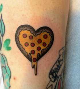 Heart delicious pizza tattoo