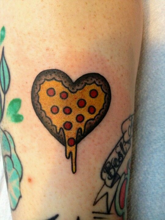 Heart delicious pizza tattoo