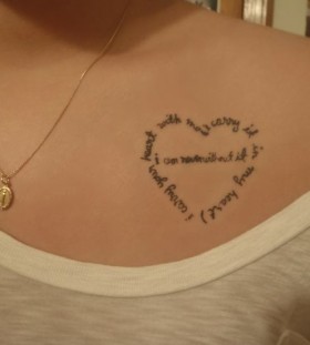 Heart quote collarbone tattoo