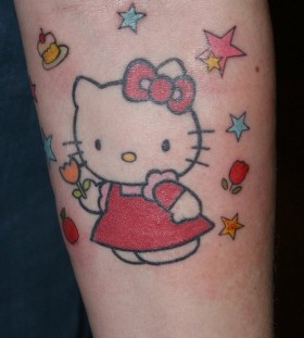 Hello kitty and stars tattoo