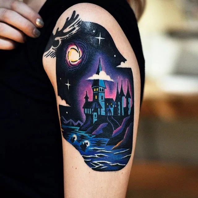 Hogwarts castle tattoos for women