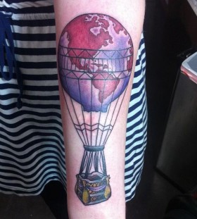 Hot air balloon arm tattoo