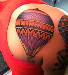 Hot air balloon back tattoo