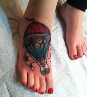 Hot air balloon foot tattoo