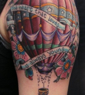 Hot air balloon with quote tattoo