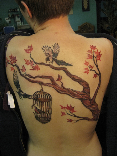 Maple tree and leaf tattoos