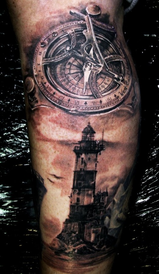 Incredible lighthouse tattoo design