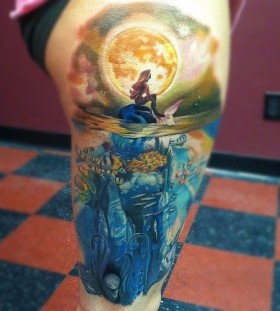 Incredible ocean and mermaid tattoo