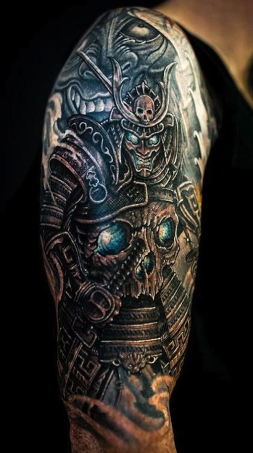 Incredible samurai arm tattoo