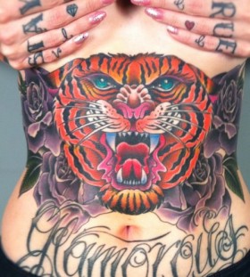 Incredible tiger stomach tattoo