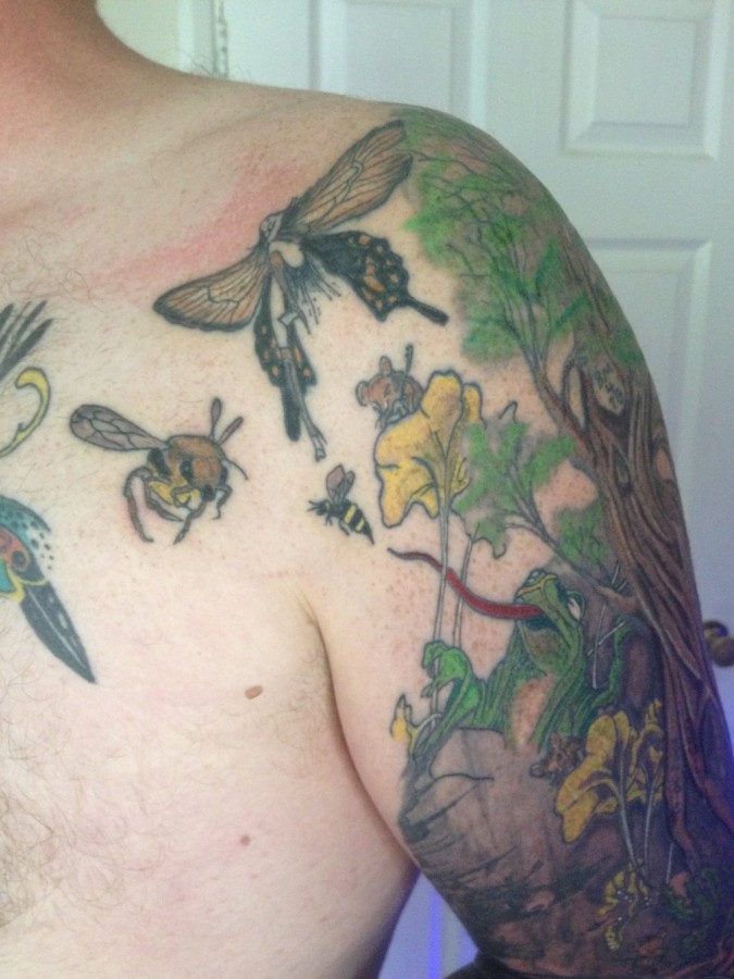 Insects and tree tattoo