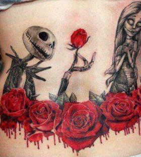 Jack skellington and roses tattoo
