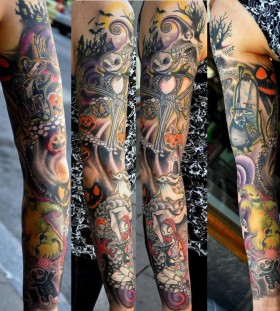 Jack skellington full arm tattoo