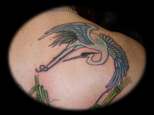 Japanese crane back tattoo