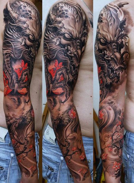 Japanese dragon tattoo by Dmitriy Samohin