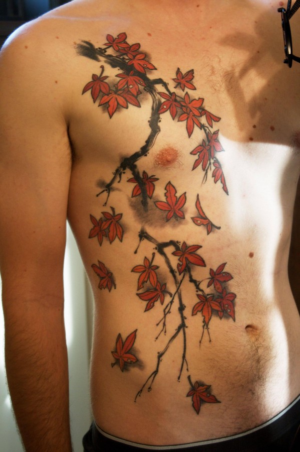 Japanese maple tree branch tattoo