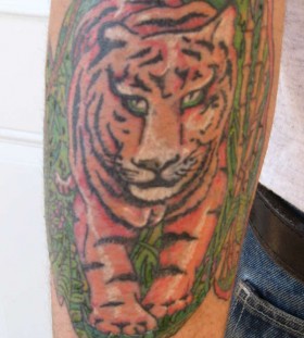 Jungle tiger arm tattoo