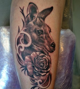 Kangaroo and rose tattoo