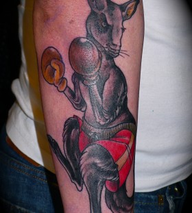 Kangaroo boxer arm tattoo