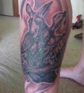 Kangaroo with backpipes tattoo