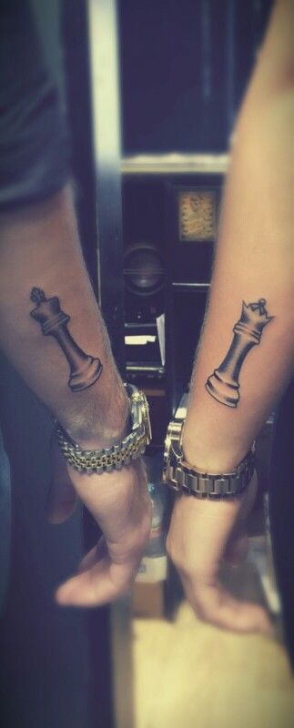King and Queen chess pieces couple tattoo