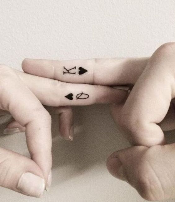 King and Queen finger tattoos