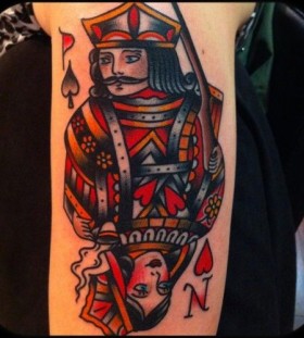 King and queen card tattoo by Nick Oaks