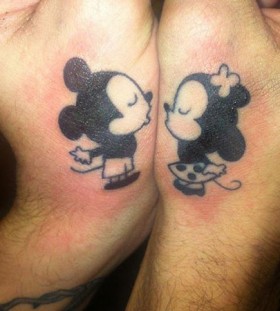 Kissing Minnie and Mickey tattoos