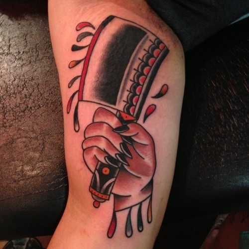 Knife in hand tattoo by Nick Oaks
