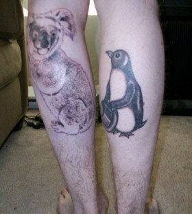 Koala bear leg tattoo