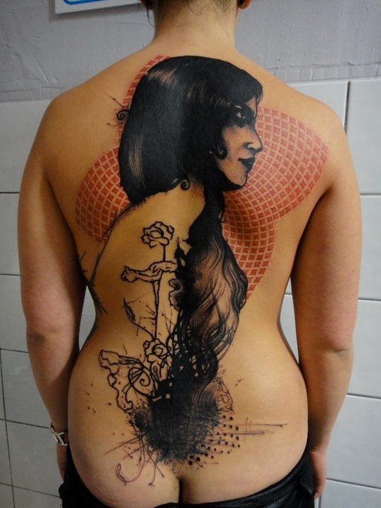 Large back tattoo by xoil