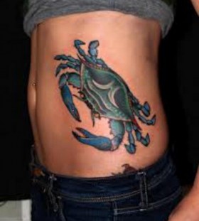 Large crab side tattoo